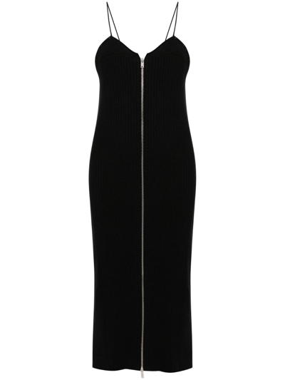 Jil Sander Black Ribbed-knit Cotton Dress