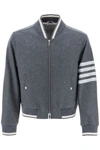 Thom Browne 4-bar Varsity Jacket In Wool Mel In Grey