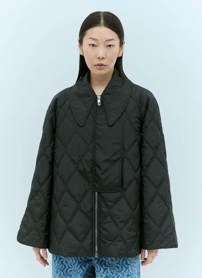 Ganni Ripstop Quilted Jacket In Black