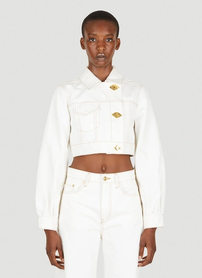 Ganni Women Trucker Denim Jacket In White