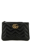 GUCCI GUCCI WOMAN BLACK LEATHER GG MARMONT CLUTCH