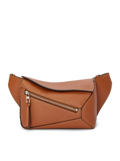 Loewe Mini Puzzle Bum Bag In Classic Calfskin In Brown