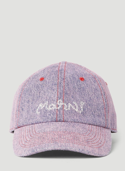 Marni Logo Embroidery Baseball Cap In Purple