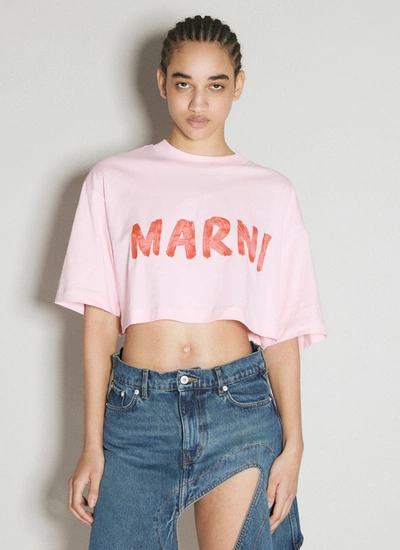 Marni Women Maxi Logo Print T-shirt In Pink