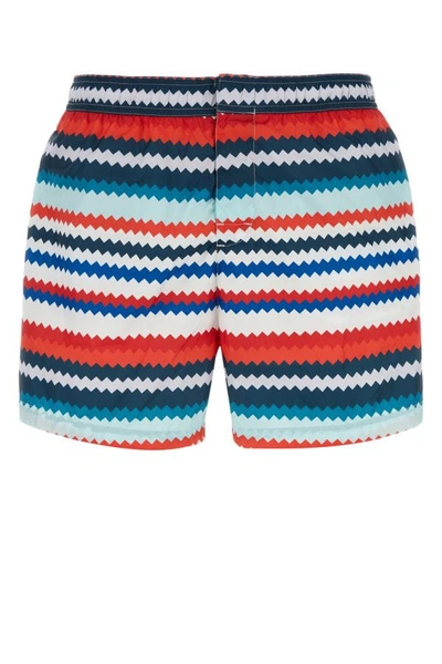 Missoni Man Printed Polyester Swimming Shorts In Multicolor