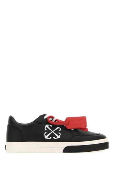OFF-WHITE OFF WHITE MAN BLACK LEATHER NEW LOW VULCANIZED SNEAKERS