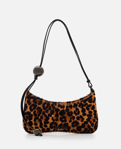 Jacquemus Le Bisou Perle Leopard Shoulder Bag In Brown