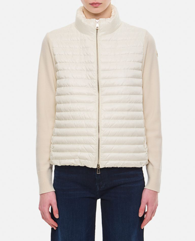 Moncler White Padded Down Jacket In Beige