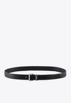 Saint Laurent Black Cassandre Belt In Grained Leather Men In Black