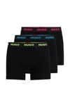 Hugo Three-pack Of Stretch-cotton Boxer Briefs With Logo In Patterned
