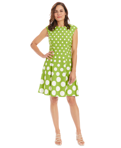 London Times Women's Printed Fit & Flare Dress In Green Ivory