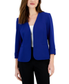 Kasper Crepe One-button Blazer In Blue