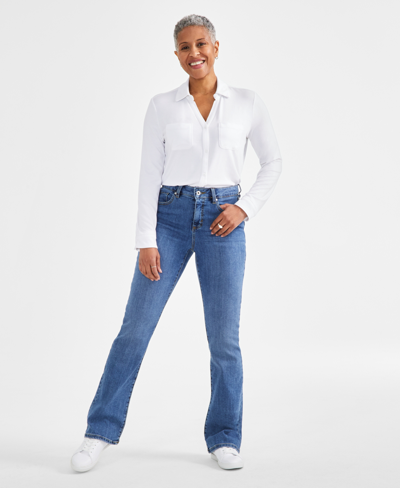 Style & Co Women's Mid-rise Curvy Bootcut Jeans, Created For Macy's In Sand