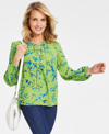 INC INTERNATIONAL CONCEPTS WOMEN'S PRINTED LACE-UP BLOUSE, CREATED FOR MACY'S
