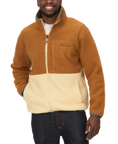 Marmot Men's Aros Colorblocked Fleece Full-zip Jacket In Hazel,light Oak