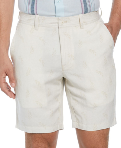 Cubavera Men's Flat-front 9" Linen Blend Shorts In Silver Lining