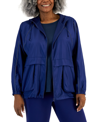 ID IDEOLOGY PLUS SIZE PACKABLE ZIP-FRONT HOODED JACKET, CREATED FOR MACY'S