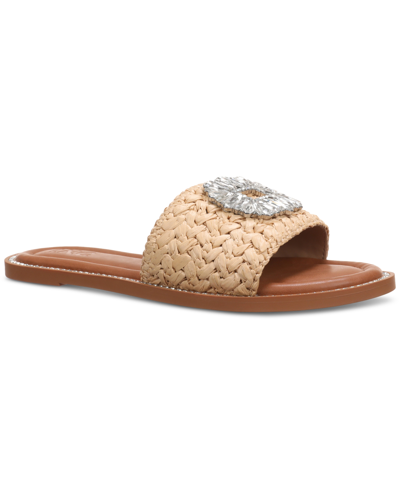 Inc International Concepts Penelopee Slide Sandals, Created For Macy's In Natural Raffia