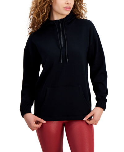 Id Ideology Women's 1/4-zip Pullover Hoodie, Created For Macy's In Deep Black