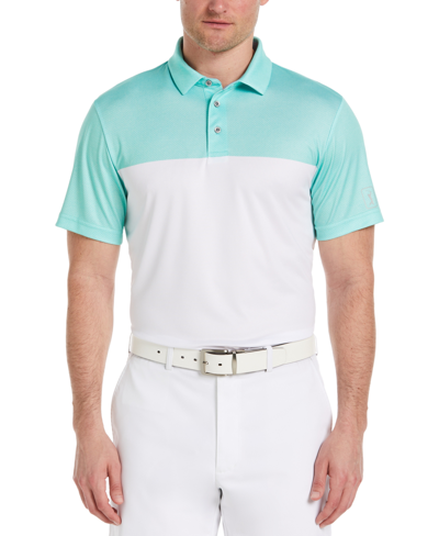 Pga Tour Men's Airflux Colorblock Short-sleeve Golf Polo Shirt In Cockatoo