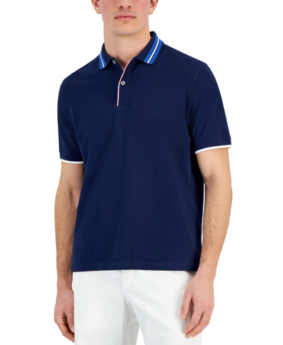 Club Room Men's Tipped Polo Shirt, Created For Macy's In Navy Combo