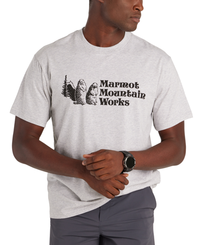 Marmot Men's Mmw Short Sleeve Crewneck Graphic T-shirt In Light Grey Heather