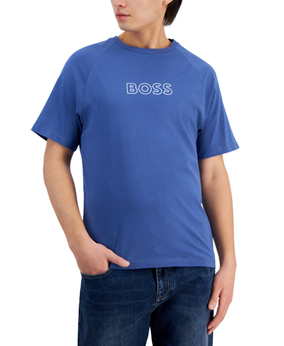 Hugo Boss Boss By  Logo T-shirt, Created For Macy's In Open Blue