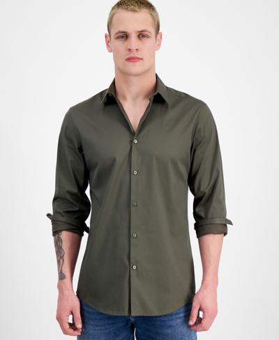 Inc International Concepts Men's Miles Regular-fit Dress Shirt, Created For Macy's In Olive Twist