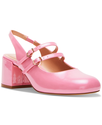 Madden Girl Doll Block-heel Slingback Mary Jane Pumps In Pink Patent