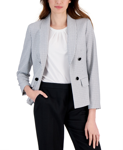 Kasper Women's Faux-double-breasted Long-sleeve Jacket In Black,lily White