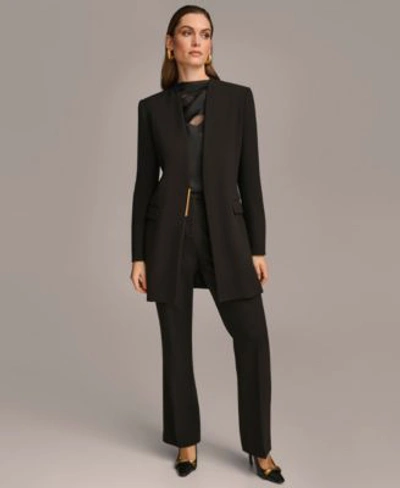 Donna Karan Collarles Topper Jacket Straight Leg Pant In Black