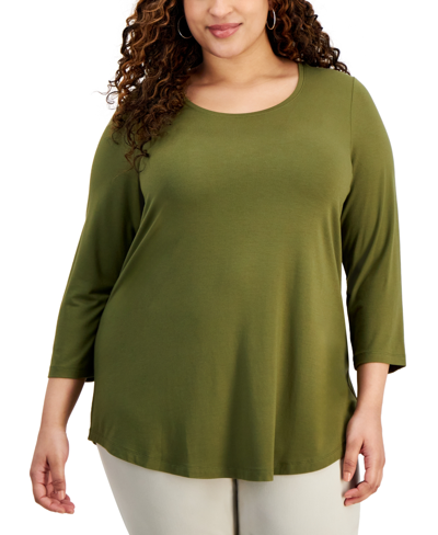 Jm Collection Plus Size Scoopneck Top, Created For Macy's In New Avocado