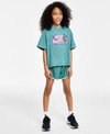 NIKE BIG GIRLS SPORTSWEAR T SHIRT DRI FIT TEMPO RUNNING SHORTS COURT LEGACY CASUAL SNEAKERS FROM FINISH L