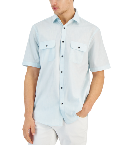 Alfani Men's Warren Shirt, Created For Macy's In Aqua Haze