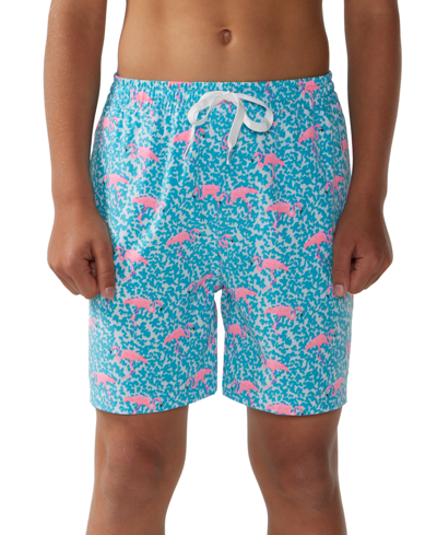 Chubbies Kids' Big Boys The Domingo's Are For Flamingos Classic Swim Trunks In Bright Blue - Solid