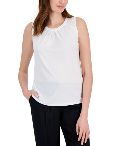 Kasper Women's Pleat-neck Sleeveless Top In Lily White