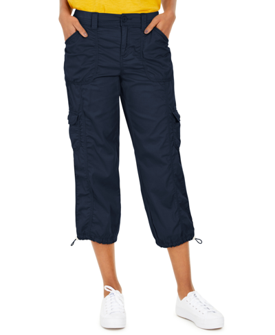 Style & Co Petite Bungee-hem Capri Pants, Created For Macy's In Industrial Blue