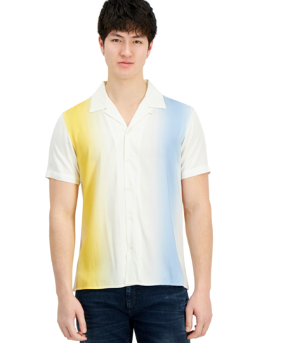 Inc International Concepts Men's Merrit Short Sleeve Button-front Printed Camp Shirt, Created For Macy's In Neo Natural