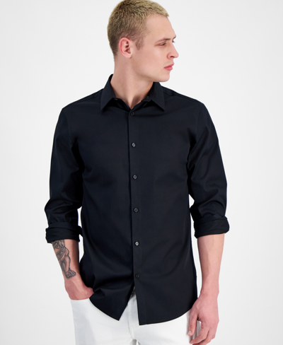 Inc International Concepts Men's Miles Regular-fit Dress Shirt, Created For Macy's In Deep Black