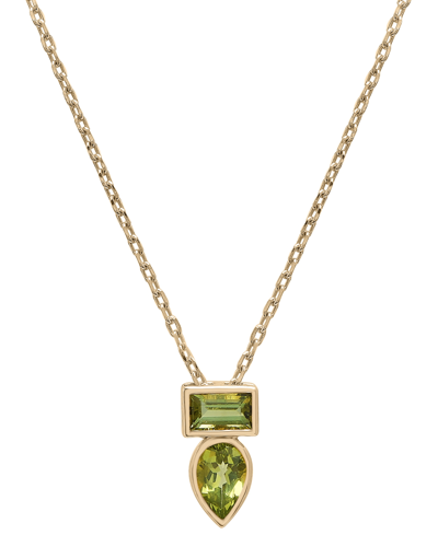 Audrey By Aurate Peridot (3/8 Ct. T.w.) & Green Tourmaline (1/3 Ct. T.w.) Bezel 18" Pendant Necklace In Gold Vermeil In Peridot  Green Tourmaline
