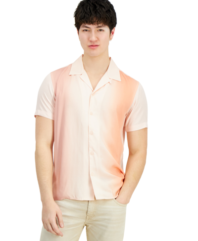 Inc International Concepts Men's Merrit Short Sleeve Button-front Printed Camp Shirt, Created For Macy's In Pure Pink