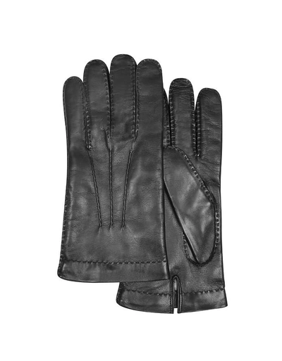 Gucci Men's Gloves Men's Cashmere Lined Black Italian Leather Gloves