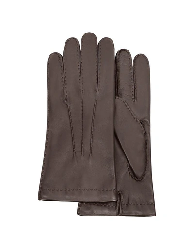 Gucci Men's Gloves Men's Cashmere Lined Dark Brown Italian Leather Gloves