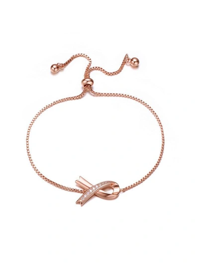 RACHEL GLAUBER STUNNING TEENS/YOUNG ADULTS 18K ROSE GOLD PLATED RIBBON CHARM ADJUSTABLE BRACELET