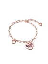 RACHEL GLAUBER TEEN/YOUNG ADULTS 18K ROSE GOLD PLATED WITH HEART CHARMS ADJUSTABLE BRACELET