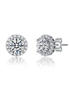 Genevive Cubic Zirconia Sterling Silver Round Stud Earrings In White