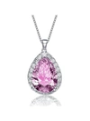 Rachel Glauber Pear-shaped Pendant With Colored Cubic Zirconia In Pink