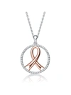 RACHEL GLAUBER TEENS/YOUNG ADULTS TWO TONE RIBBON IN OPEN CIRCLE PENDANT NECKLACE