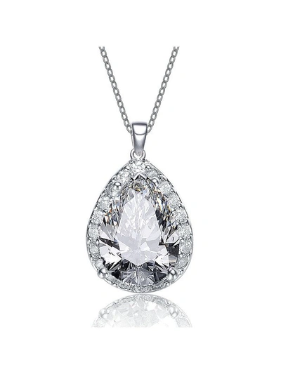 Rachel Glauber Pear-shaped Pendant With Colored Cubic Zirconia In White