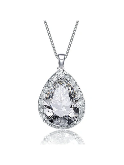 Rachel Glauber Pear-shaped Pendant With Colored Cubic Zirconia In Silver